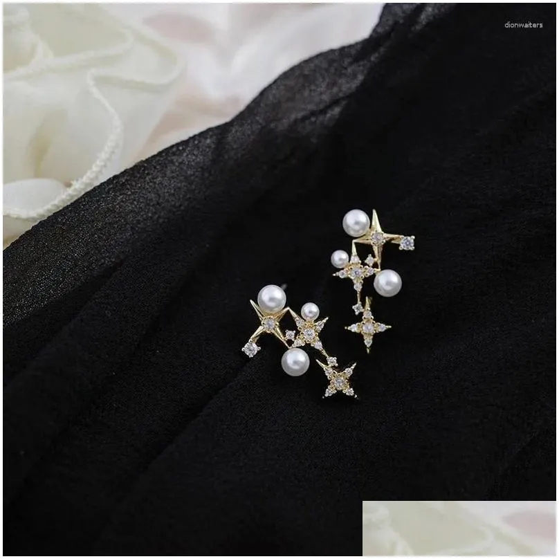 stud earrings north of the starlight french retro pearl female summer six-pointed star forest super fairy cold wind bead