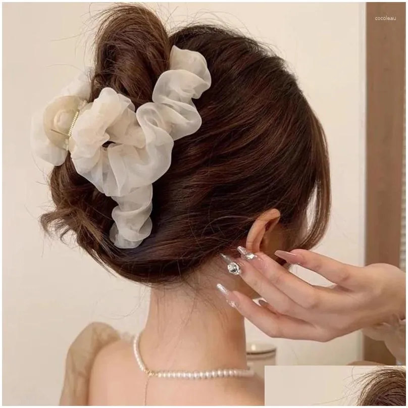 Hair Clips & Barrettes Hair Clips Korean Large Tle Claw For Women Elegant Female Braid Hairpins Accessories Gift Headdress 2024 Drop Otegi