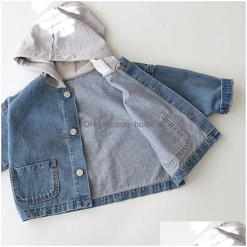 jackets children clothing kids denim coat korean style boys and girls autumn winter fashion handsome hooded pocket jacket