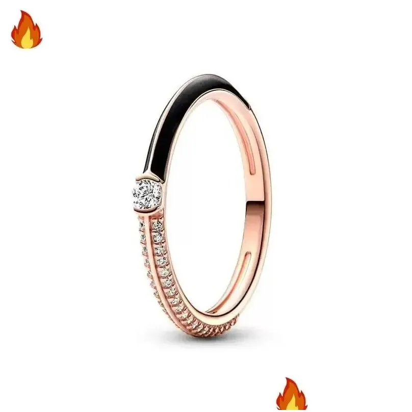 Wedding Rings Authentic Fit Women Rings Charms Charm Zircon Dual Color Cz Logo Drop Gel Drop Delivery Jewelry Ring Ot2Lp