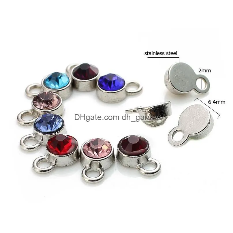 Charms New Fashion Stainless Steel Round Crystal Pendants Charm For Bangle Necklace Colorf Birthstone Diy Jewelry Accessorie Dhgarden Dheyg