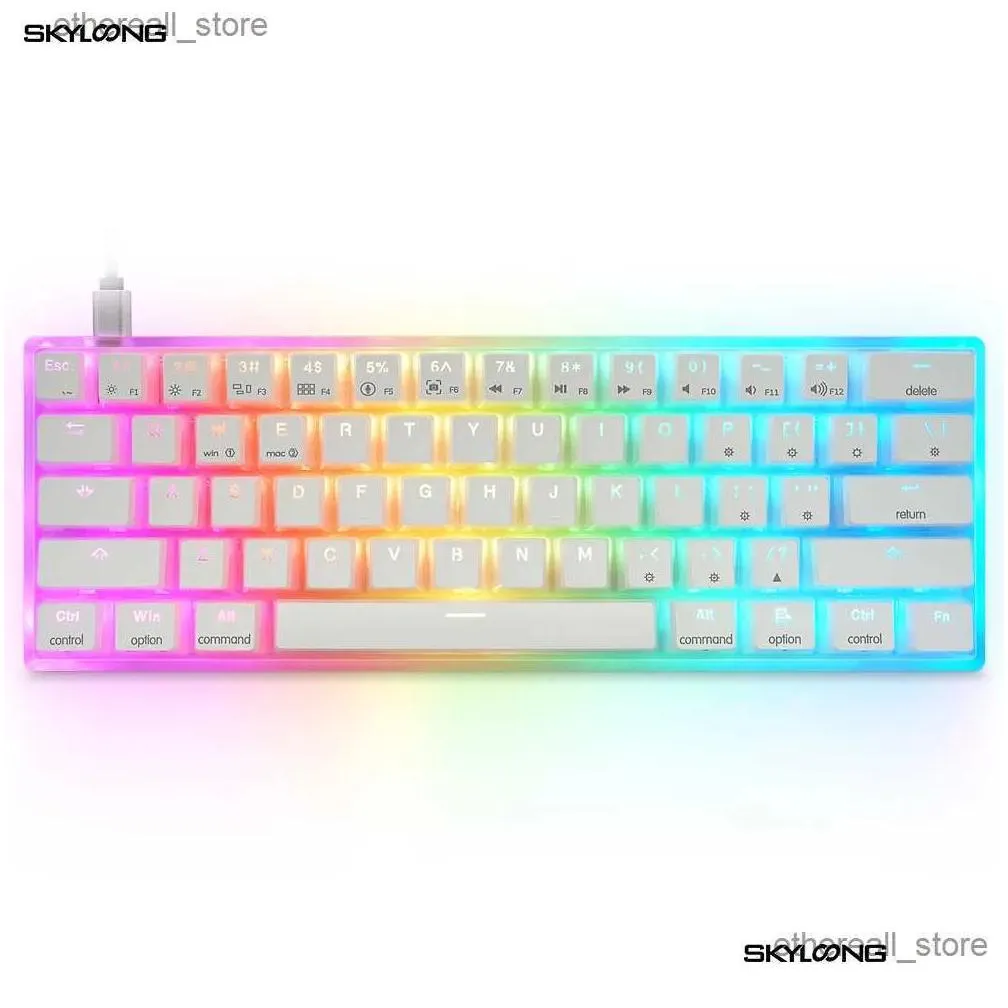 keyboards skyloong gk61 61 keys gaming mechanical keyboard usb wired rgb backlit gamer mechanical keyboards for desktop tablet laptop sk61