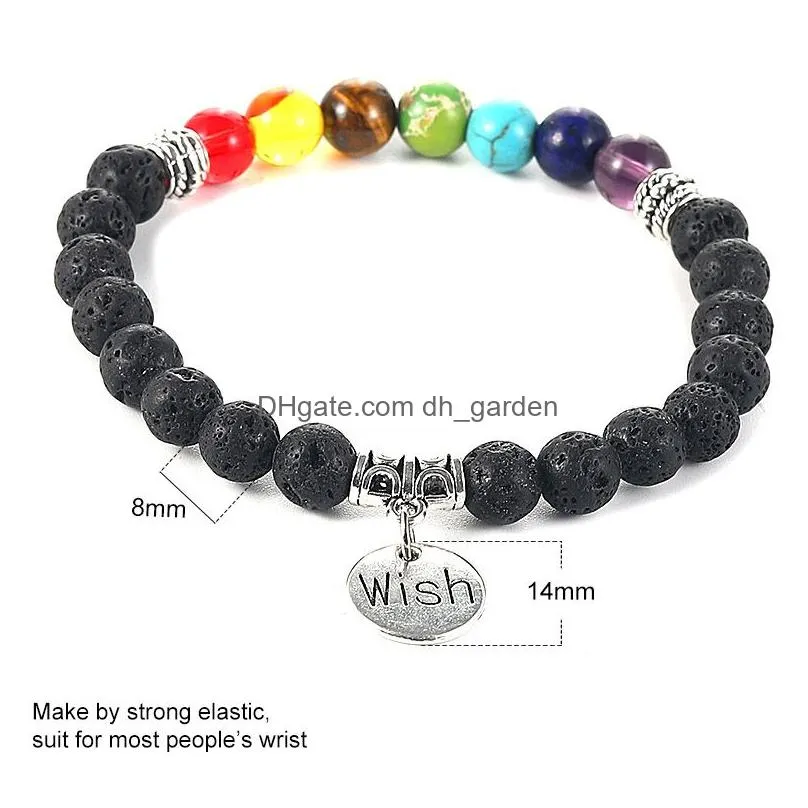 Beaded 6Mm Lava Stone Bead Bracelet For Men Women 7 Chakra Bee Heart Friendship Elephant Pendant Essential Oil Diffuser Yog Dhgarden Dhyfk