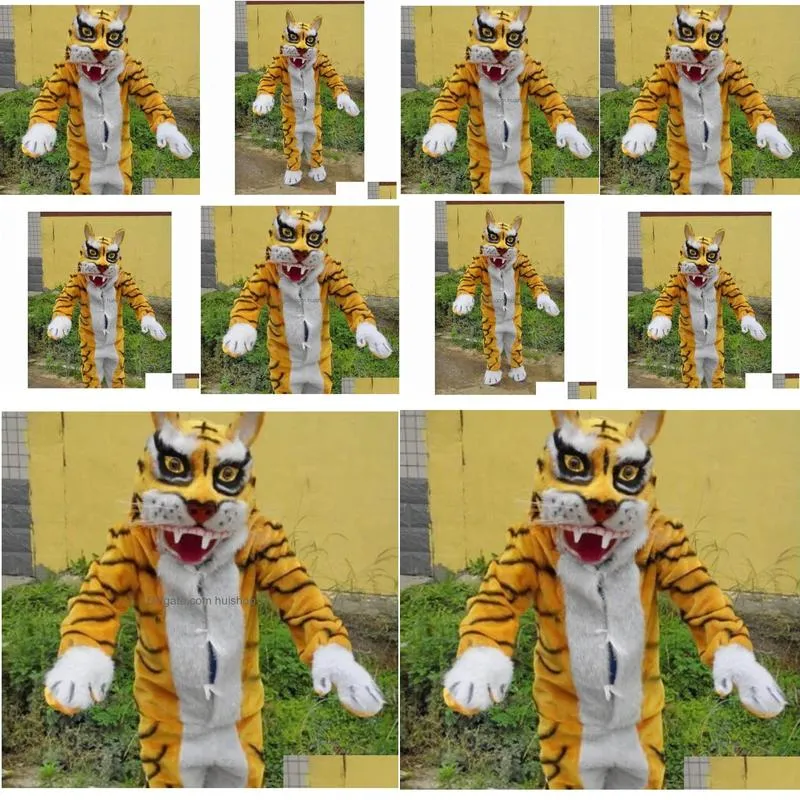 tiger adult mascot costume unisex cartoon apparel fancy dress halloween mascot for halloween party performance drama wear suit