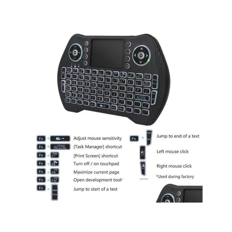 mt10 wireless keyboard pc remote controls russian english french spanish 7 colors backlit 2.4g wireless touchpad for android tv box air