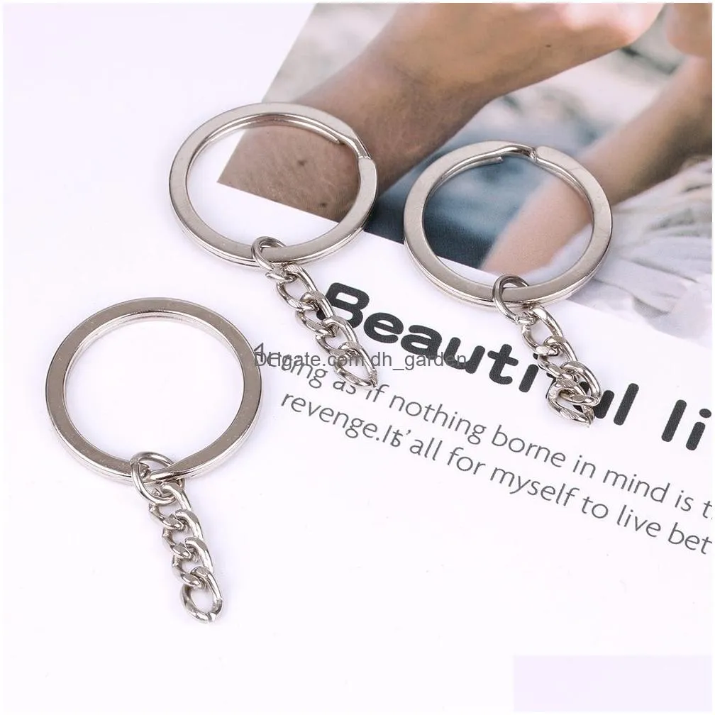 Key Rings Newest Minimalist Design Style Key Chain For Men Women Sliver Plated Round Ring Fit Bag Pendant Car Jewelry Charm Dhgarden Dh8Xc