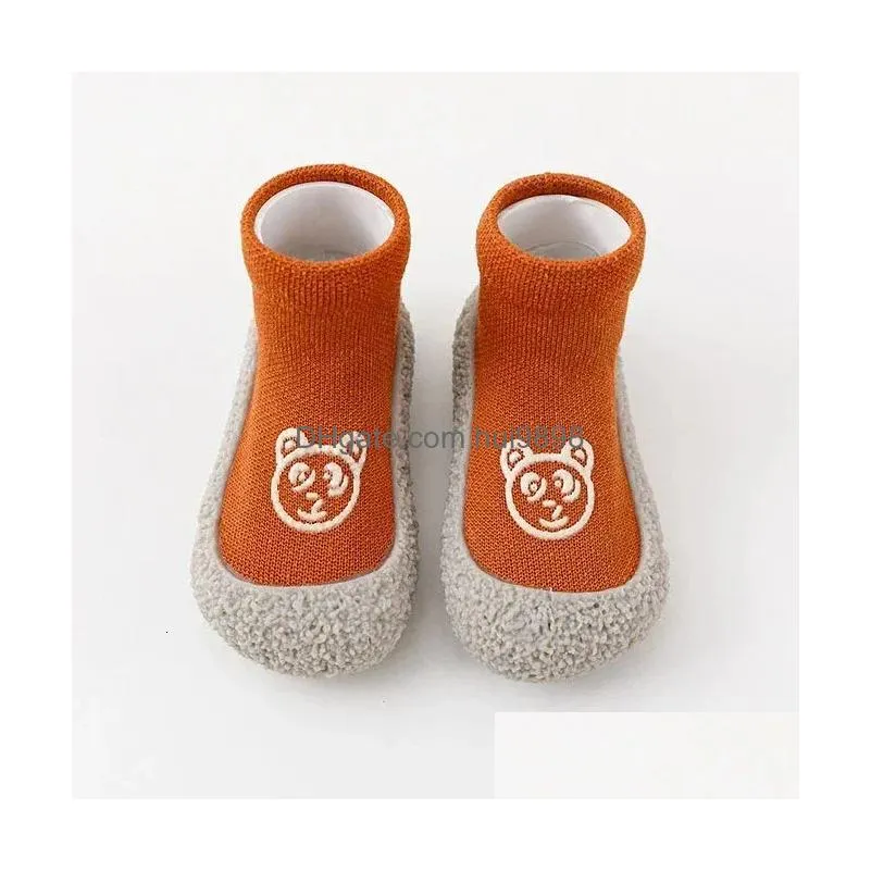 baby shoes cotton first infant toddler walker boys girls kids soft rubber knit booties antislip 240124