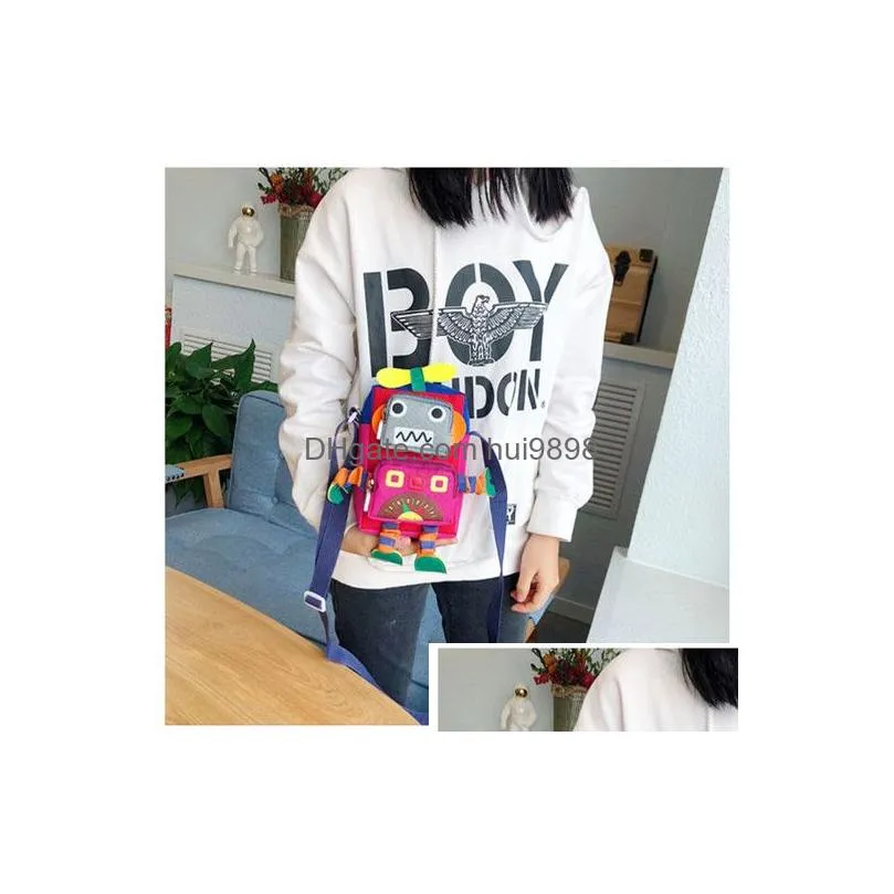 small handbags kids purses est korean robot phone bags mini princess purses fashion girls canvas printed bags birthday gifts