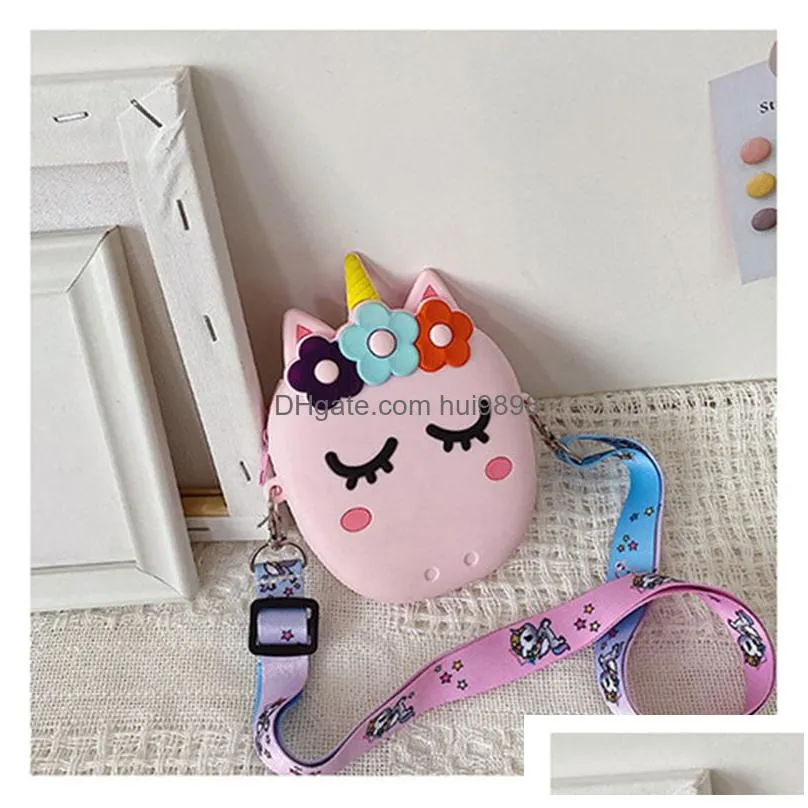 sweet princess with unicorn silicone saddle purse for children girl fashion korean style parent child bag wholesale cute little pocket