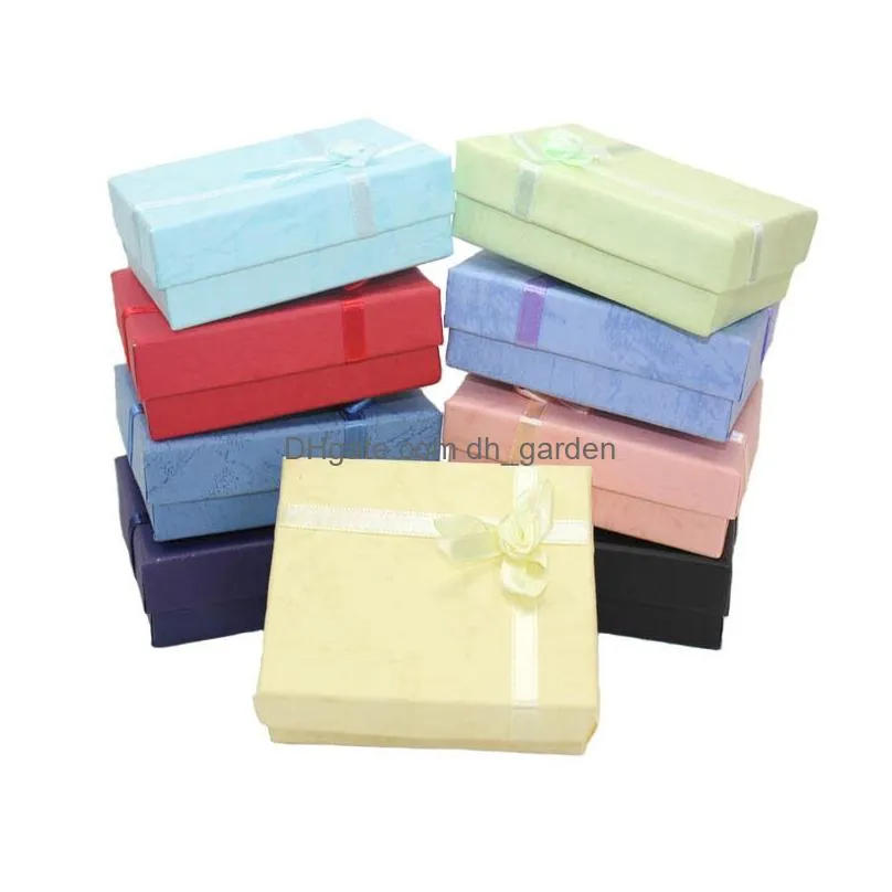 Other High Quality Cardboard Fancy Paper Gift Box For Jewelry Handmade 907030Mm Square Pink Blue Green With Ribbon Bow Drop Dhgarden Dhlk2