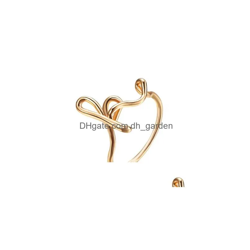 Cluster Rings Letter Ring For Women Creative Design E M C K R Y H Initial Alphabet Sier Gold Ringfashion Jewelry Gift Drop Dhgarden Dhyjx