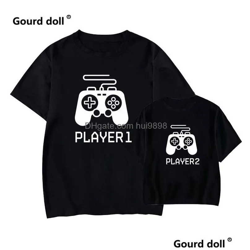 family matching outfits player 1 2 t shirt father son look daughter dad tops short sleeve tshirt for daddy baby clothes 230518