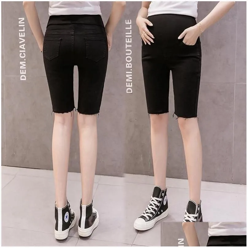 maternity bottoms pregnant womens denim shorts wear belly lift bottoming pants five-point trousers summer thin fashion