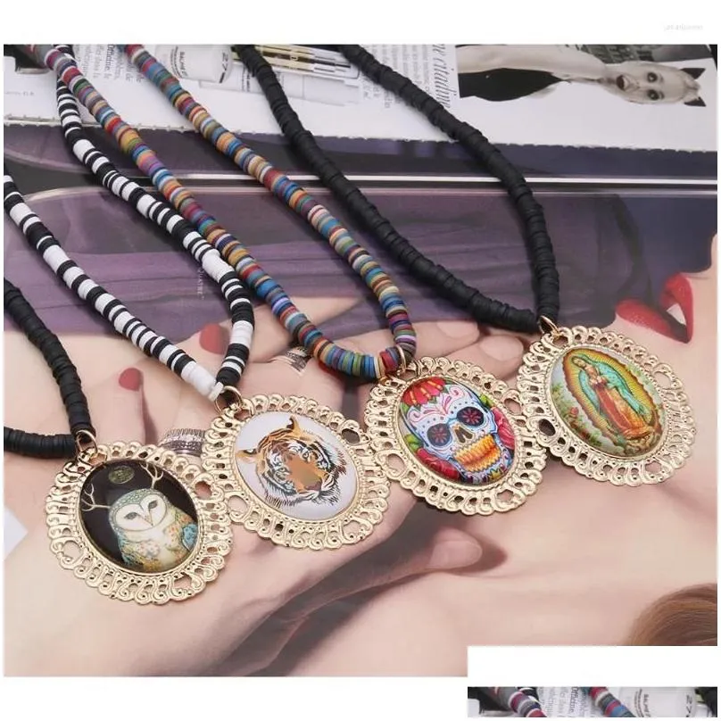 choker black soft clay jesus mary bohemian fluorescent short chain for women nationality stainless steel jewelry