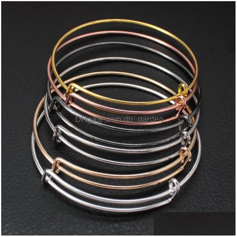 Bangle Quality Guranteed Expandable Wire Bangle Bracelet For Beading Charm 63-65Mm Sier Gold Color Diy Women Jewelry Gift D Dhgarden Dhuaf