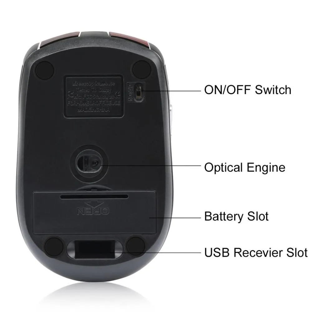 2.4ghz usb optical wireless mouse with usb receiver portable smart sleep energy-saving mice for computer tablet pc laptop desktop with white