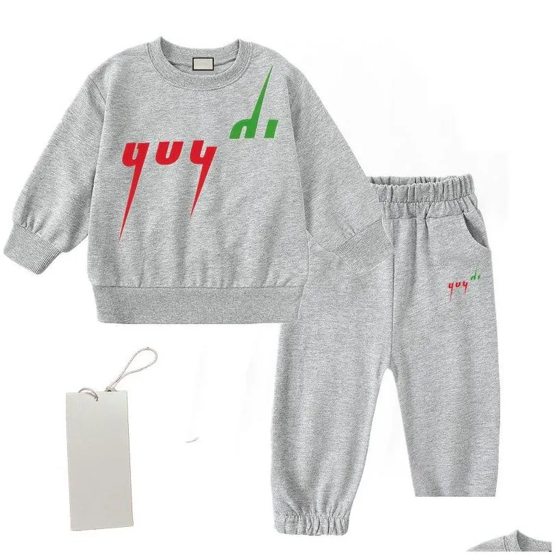 Clothing Sets In Stock Designer Kids Clothing Sets Baby Sportswear Boys Sweater Suit Childrens Clothes Tops Pants Two-Piece Size 90-16 Dhqnm