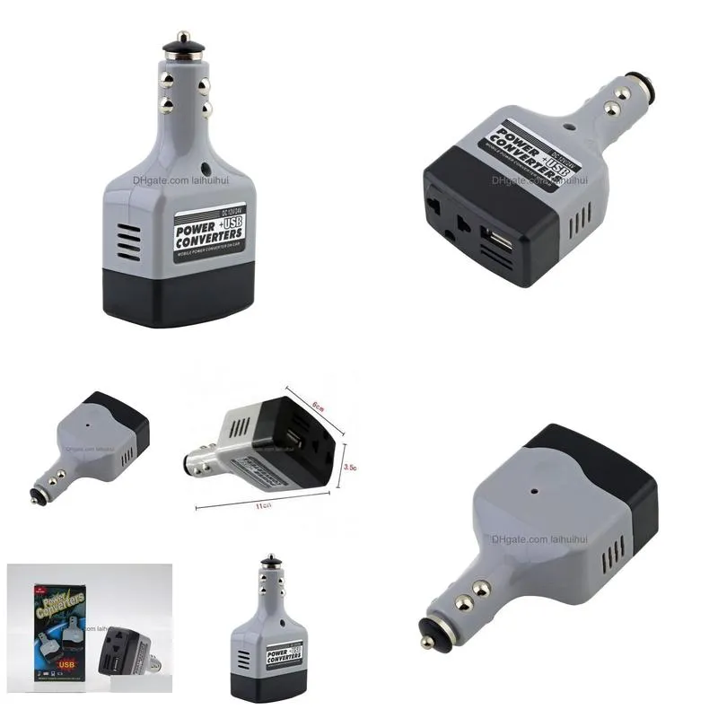 car mobile converter inverter adapter dc 12v/24v to ac 220v  power add usb dropping 