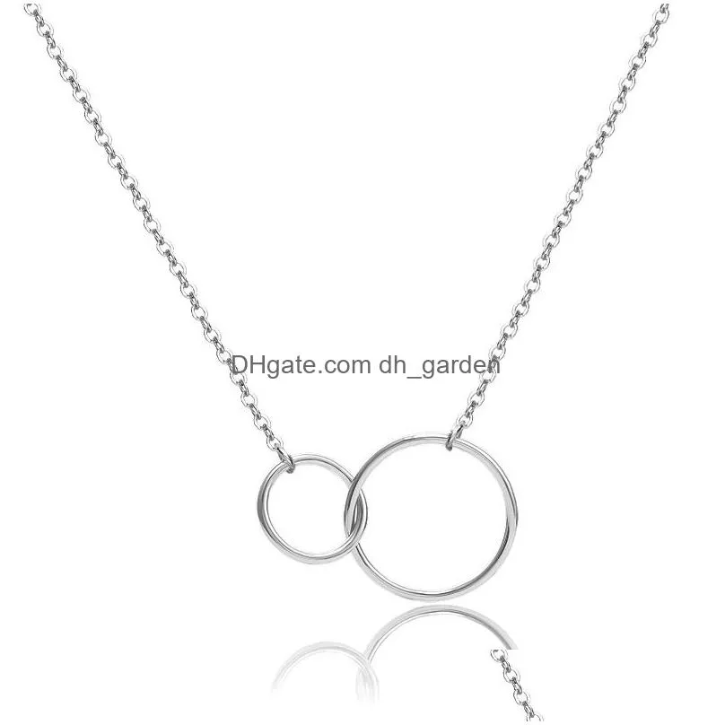Pendant Necklaces New High Quality Double Circle Pendant Clavicle Necklace For Women Fashion Designer Gold Sier Chain Neckla Dhgarden Dh0Bm
