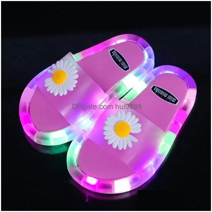 slipper girl slippers children unicorn led kids baby bathroom sandals shoes for boys light up toddle230605