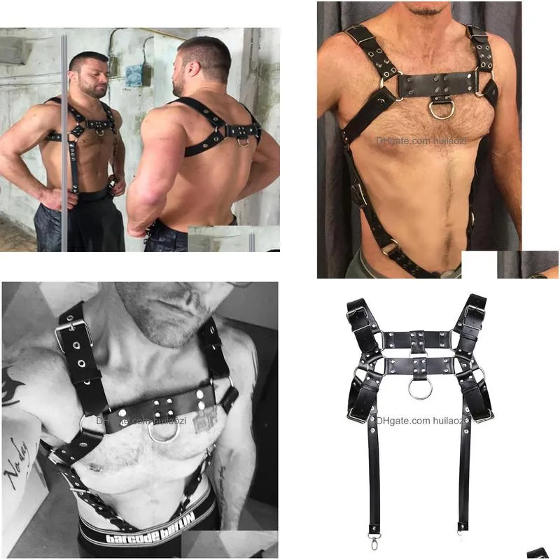 high quality pu leather harness for men body bondage garter belt suspenders sexy straps fetish nightclub belts cummerbunds4041972