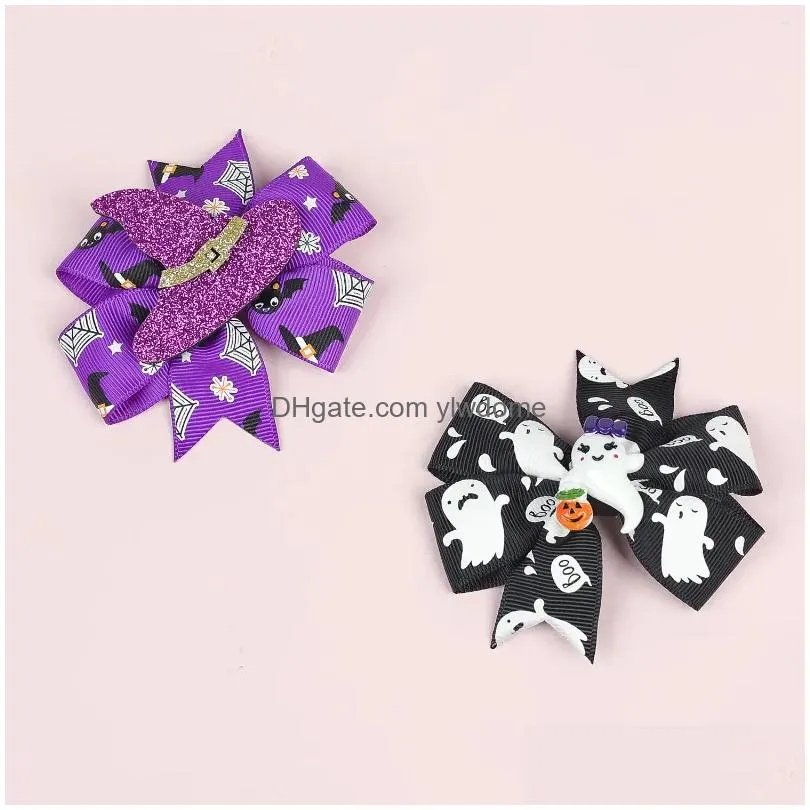 Hair Accessories 2Pcs Children Clips Big Bow Hairclip Baby Barrettes Bb Clip Little Girl Halloween Gift Kids Teen Hairpin Drop Delive Dhrwp