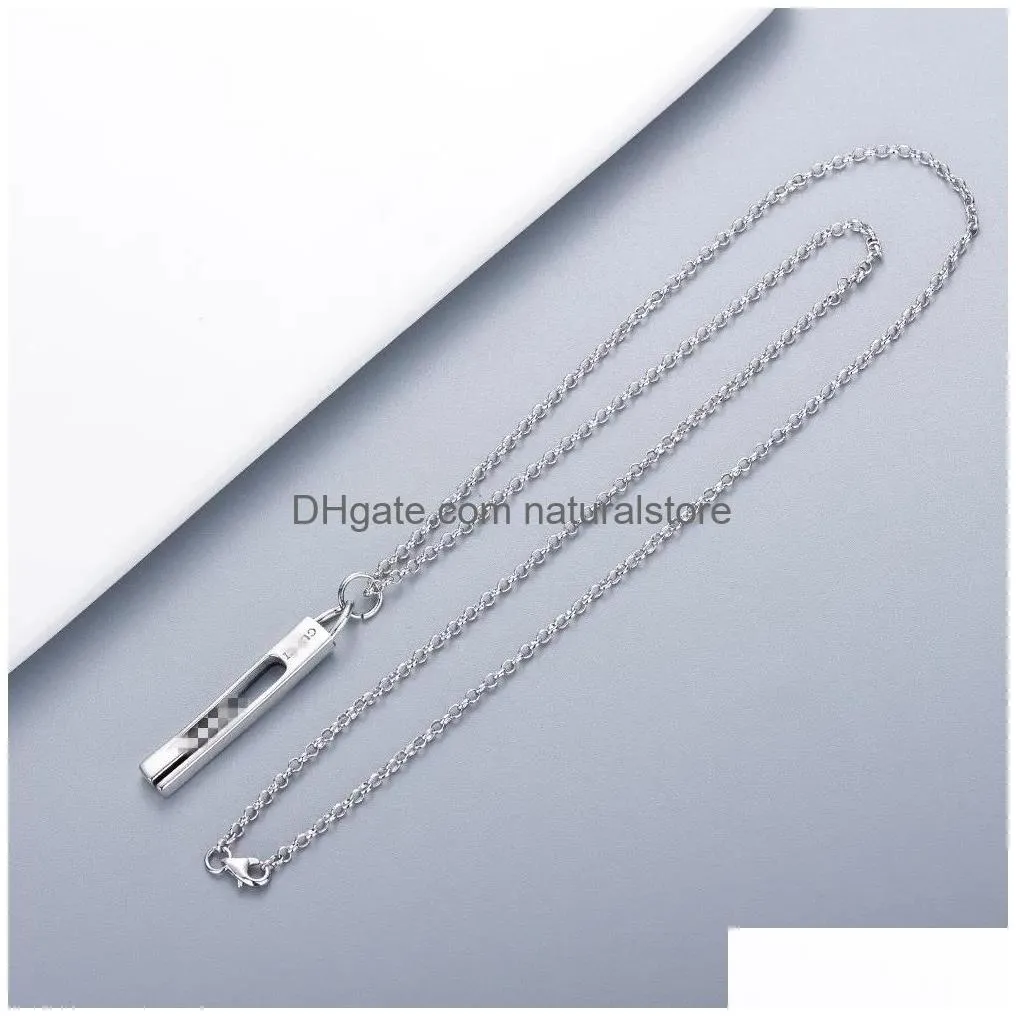 Pendant Necklaces 3 Styles Of High Quality Sier Plated Necklace New Product Classic Rectangar Three-Nsional Jewelry Supply Wholesale D Dhfvp