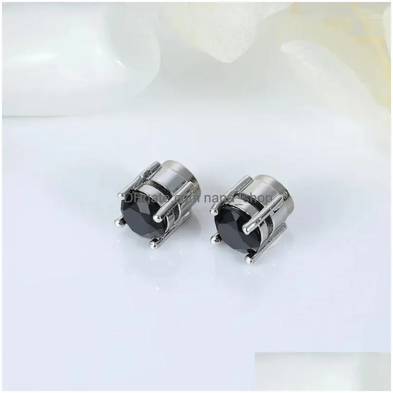 Stud Earrings Luxury Fashion Round Cz Magnetic On Non-Pierced Ear Studs Jewelry For Women Men Drop Delivery Dhtlr