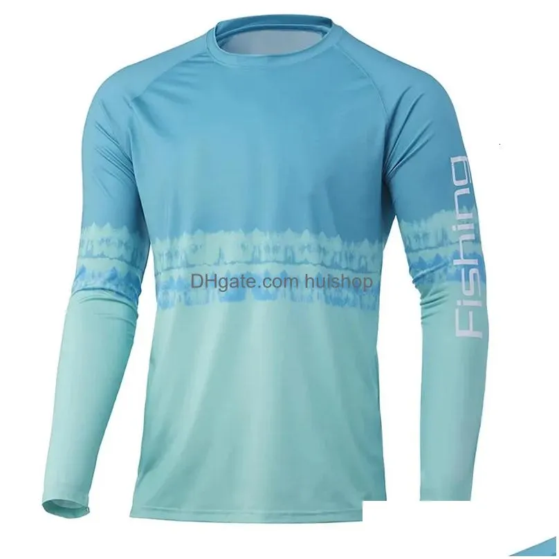 mens shirt uv protection outdoor sports crewneck topsrunning sun t-shirts upf50 mens long sleeve fishing shirt - breathable 240109