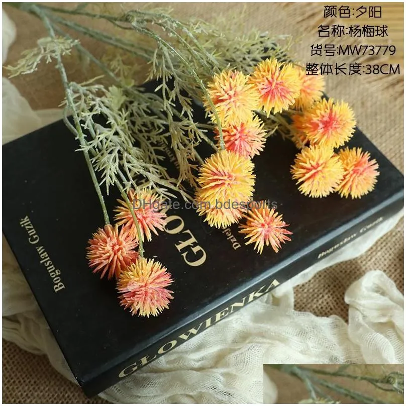 Decorative Flowers & Wreaths Decorative Flowers Wreaths Bayberry-Like Flower Ball Branch Simation Fake Plants Garden Living Room Decor Dh8Xu