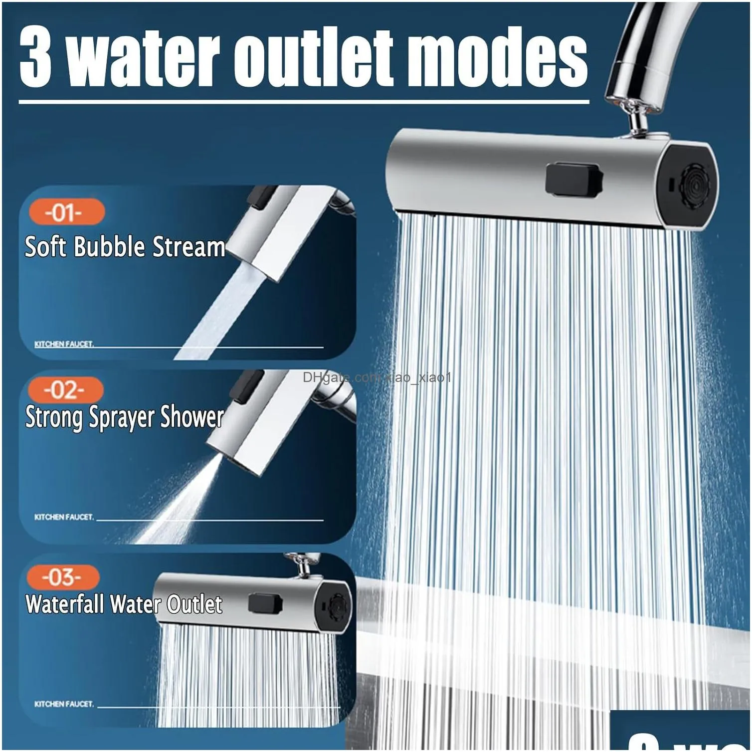 the faucet rotates in the fourth gear to switch the water outlet and the double-knife scraping and washing mechanical arm universal splash-proof nozzle