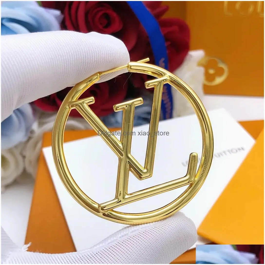 huggie hoop earrings womens fashion jewelry 18k gold plated iconic luxury letter ladies earring with original box