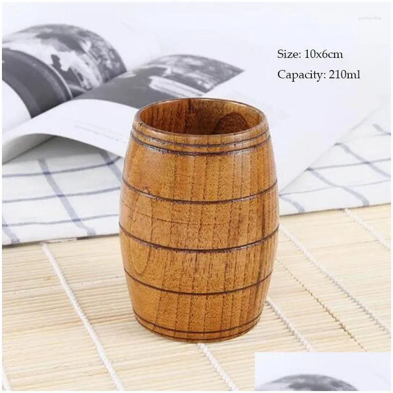 Mugs Japanese Style Creative Wooden Mug Tea Cup Coffee Thermal Insation Drinking Tool Kitchen Drinkware Drop Delivery Dhwfp