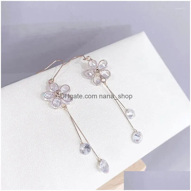 Stud Earrings Girls Simple Long Flower Tassel Aesthetic Student S925 Sier Needle Female Ear Accessories Drop Delivery Dhqig