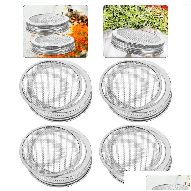 Other Dinnerware Dinnerware 4 Pcs Mason Jar Sprout Lids Bean Sn Sprouting Wide Mouth Jars Mesh Holes Sprouts Maker Canning Kit Growing Dhuh1