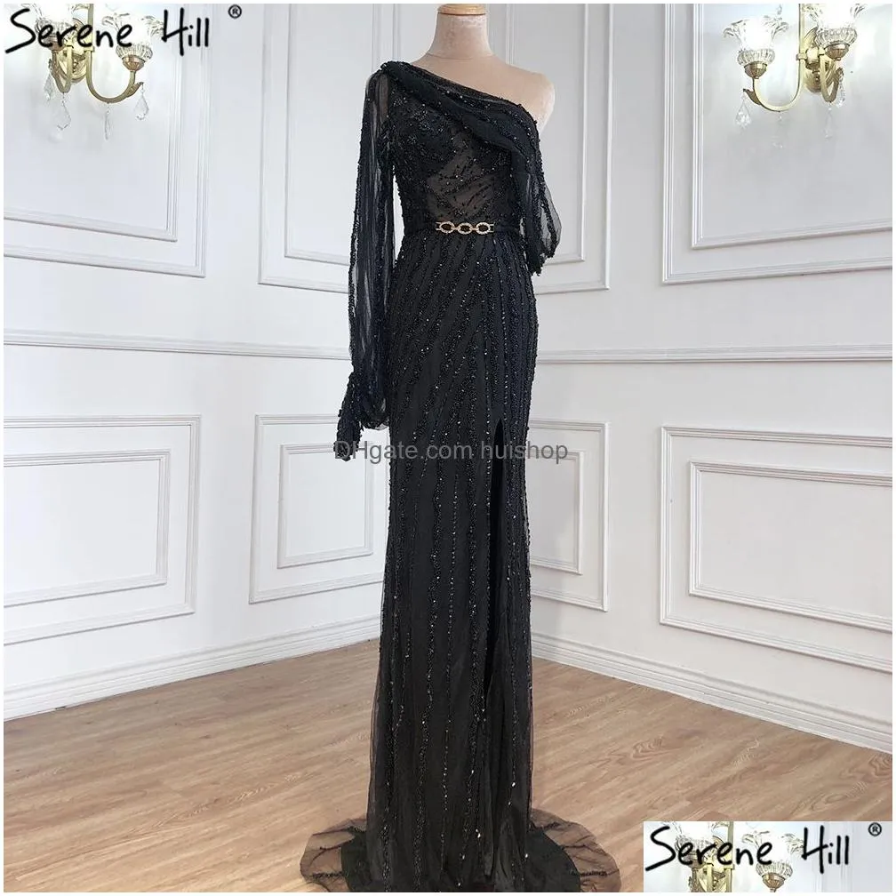 eightree dubai one shouder evening dresses luxury beading crystal sparkly evening gowns arabic formal party dress robe de soiree