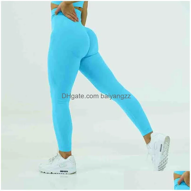 women seamless yoga pants european and american style womens leggings female active skinny full length high waist fitness trousers 11