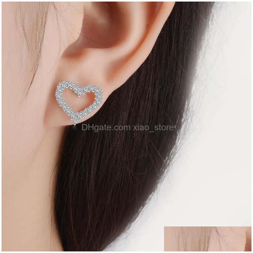 korean fashion love heart stud earrings for women luxury diamond sweet designer earings earring ear rings jewelry wholesale