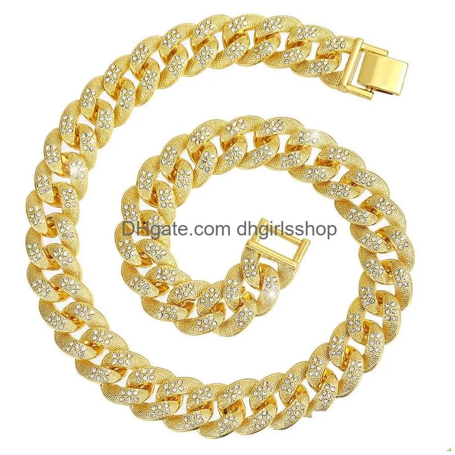 Tennis, Graduated 16Mm  Cuban Link Chains For Men Luxury Bling Tennis Personalized Bubble Water Diamond Hip Hop Necklaces Iced Ou Dho4C