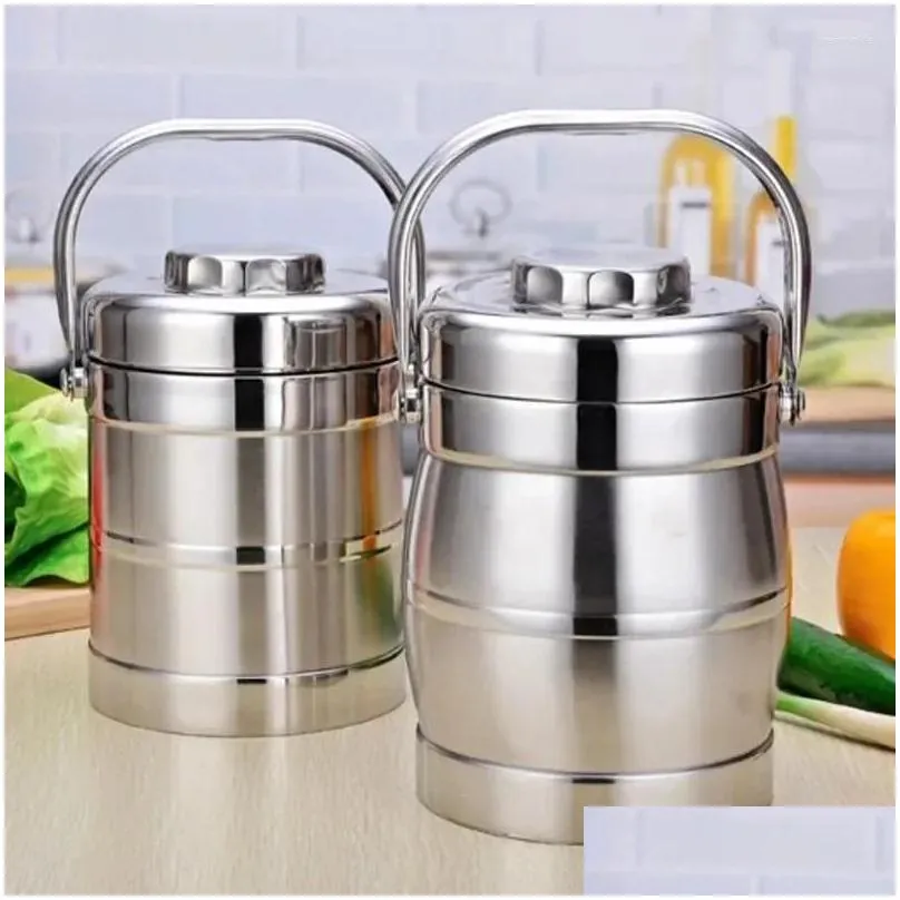 Other Dinnerware Dinnerware 3 Layers Insation Stainless Steel Lunch Box For Adts Kids Storage Container Thermal Bento Boxs Fine China Dhwo6