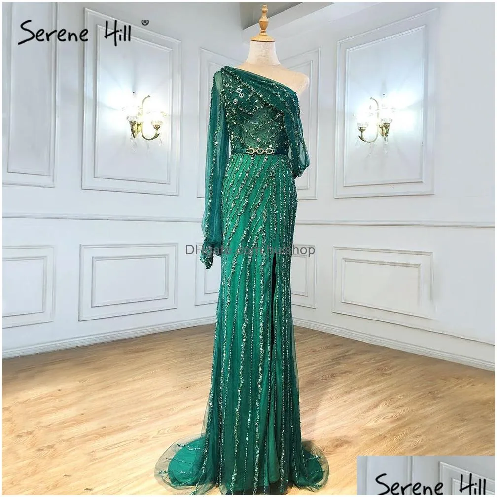 eightree dubai one shouder evening dresses luxury beading crystal sparkly evening gowns arabic formal party dress robe de soiree