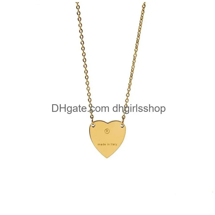 Pendant Necklaces Luxury Heart Necklaces Not Fade Female Stainless Steel Couple Sier Gold Chain Pendant Jewelry On The Neck Gifts For Dhc2M