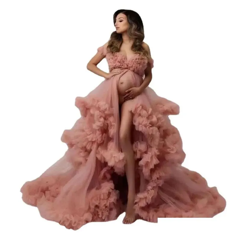 Maternity Dresses Y Tle Maternity Pography Dresses Long Female Pregnancy Shooting Dress For Po Session Woman Baby Shower Drop Delivery Dhctj