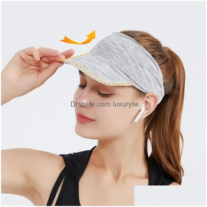 Outdoor Hats Al-Yoga Sports Sunsn Hat Womens Outdoor Running Tennis Open Top Sunshade Breathable Cycling Duck Tongue Drop Delivery Spo Dhvf0