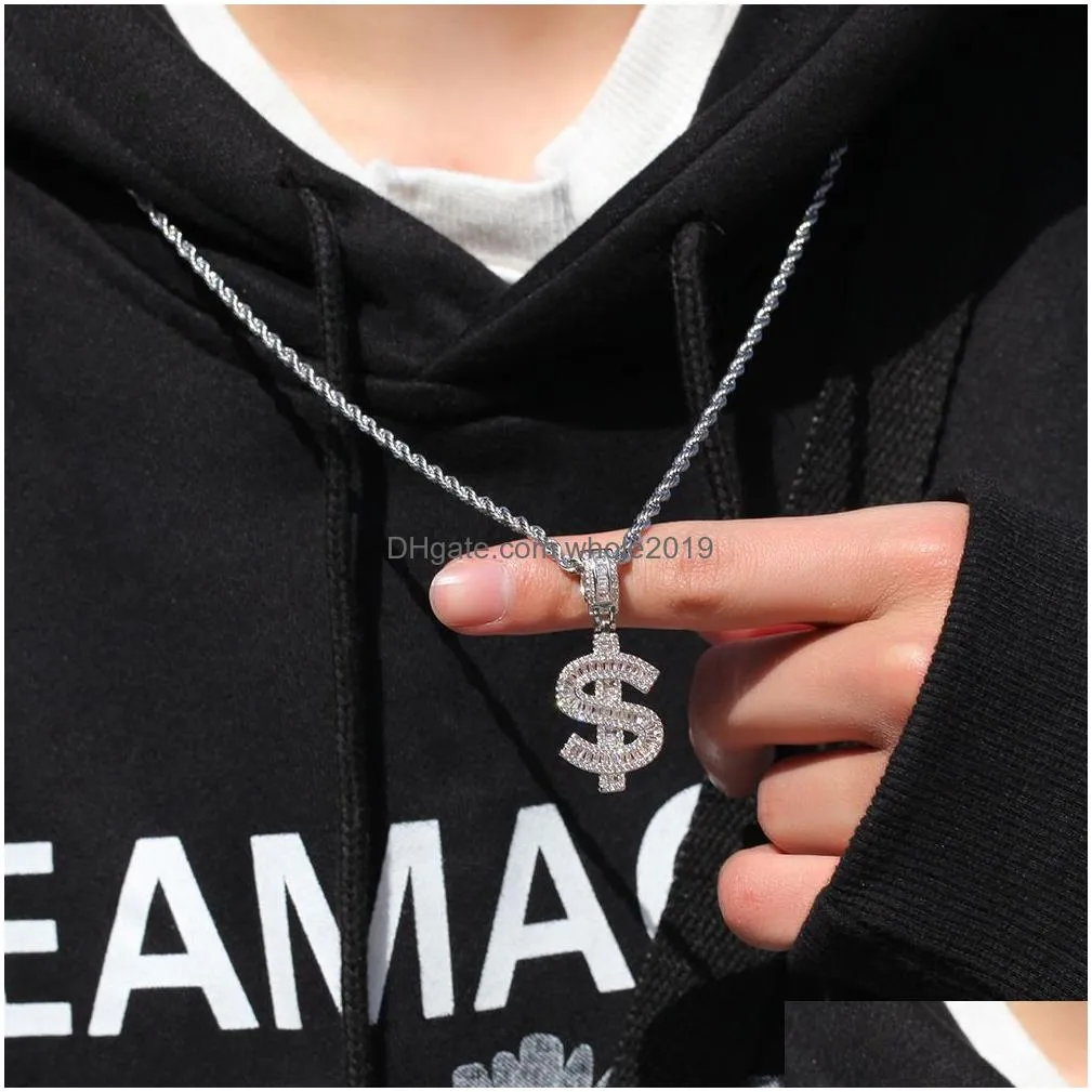 Pendant Necklaces New Fashion Personalized 18K Gold Bling Cubic Zirconia Digital Numbers Pendant Necklace Custom Sports Number Diy Jew Dhkie