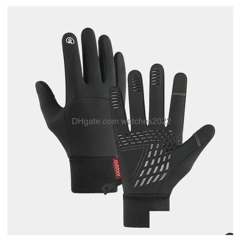 Five Fingers Gloves Outdoor Sports Gloves For Men Winter P Insation Windproof Touch Sn Women Bicycle Riding Waterproof And Anti Slip D Dhetx