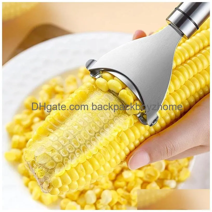 Fruit & Vegetable Tools Stainless Steel Corn Stripper Corns Tools Threshing Thresher Peeler Kerneler Fruit Vegetable Kitchen Gadgets C Dhmxn