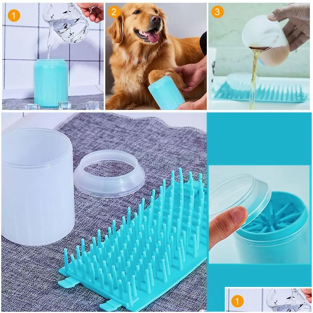 Dog Grooming Paw Cleaner For Dogs Large Pet Foot Washer Cup 2 In 1 Portable Sile Scrubber Brush Feet Breed Muddy New Dog Essentials Do Dhmdg