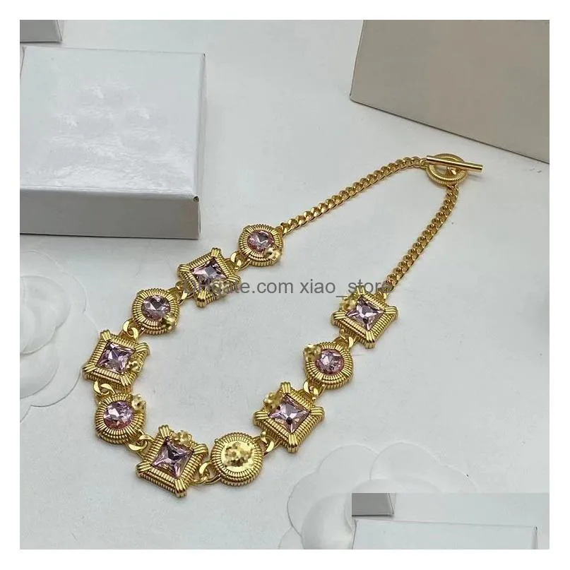 designer jewelry sets pink diamond for women earrings rhinestone rings necklace female girls design alphabet for party gift