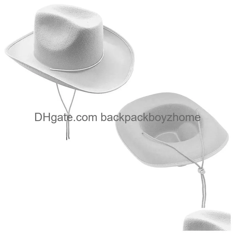 Party Hats Western  Hats Plain Cowgirl With Adjustable Pl-On Closure Dstring For Costume Party Wedding Stage Performance Drop De Dhysx